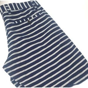 Gap Classic Khaki 34 Striped Shorts Navy/Silver Zip/Button Pocket Frnt/Bk Preppy